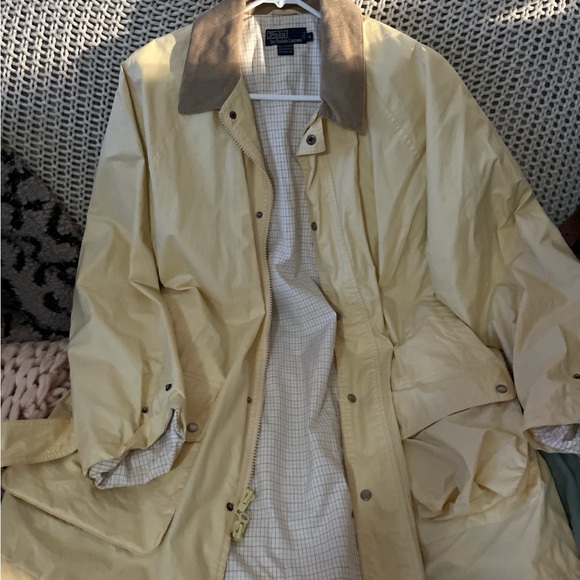 Ralph Lauren Light Yellow with BrownCorduroy Collar Vintage Plaid Lining.